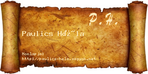 Paulics Héla névjegykártya